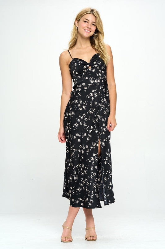 Women's Dresses - Satin floral maxi dress - BLACK - Cultured Cloths Apparel