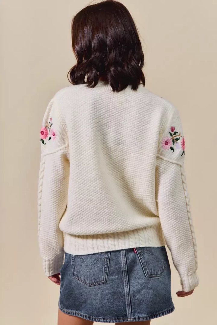 Women's Sweaters - SO ME Floral Embroidered Coquette Sweater Cardigan - - Cultured Cloths Apparel