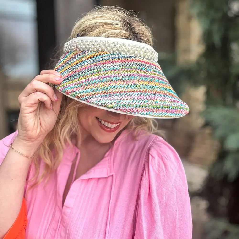 Accessories, Hats - Wide-Brimmed Visor - Colorful Woven Brim - June - - Cultured Cloths Apparel