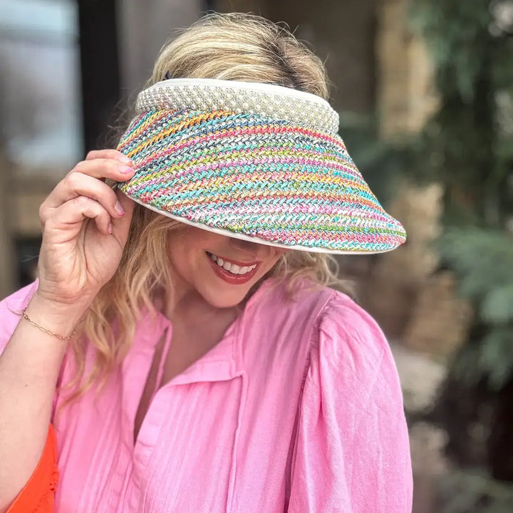 Accessories, Hats - Wide-Brimmed Visor - Colorful Woven Brim - June - - Cultured Cloths Apparel