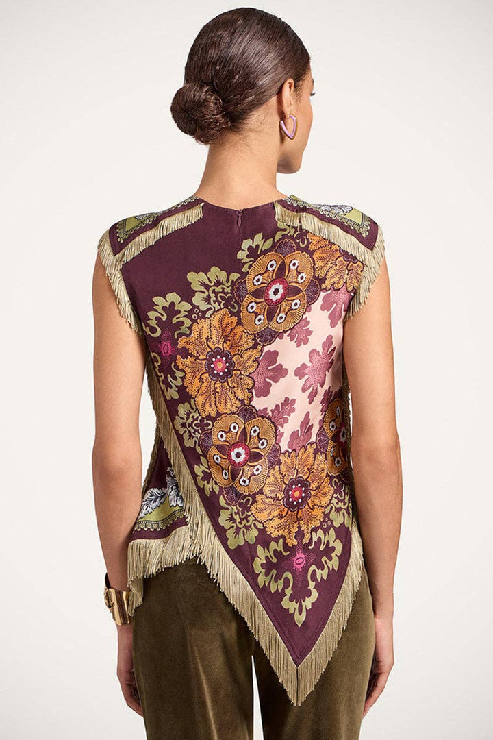 Asymmetrical Fringe Cross Top
