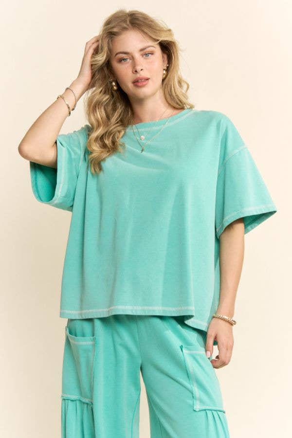 WASHED SHORT SLEEVE AND BALLOON PANTS SET
