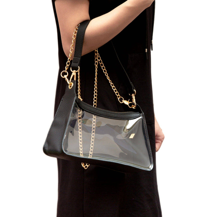 - Marilyn Clear Satchel Bag With Chain Strap - - Cultured Cloths Apparel