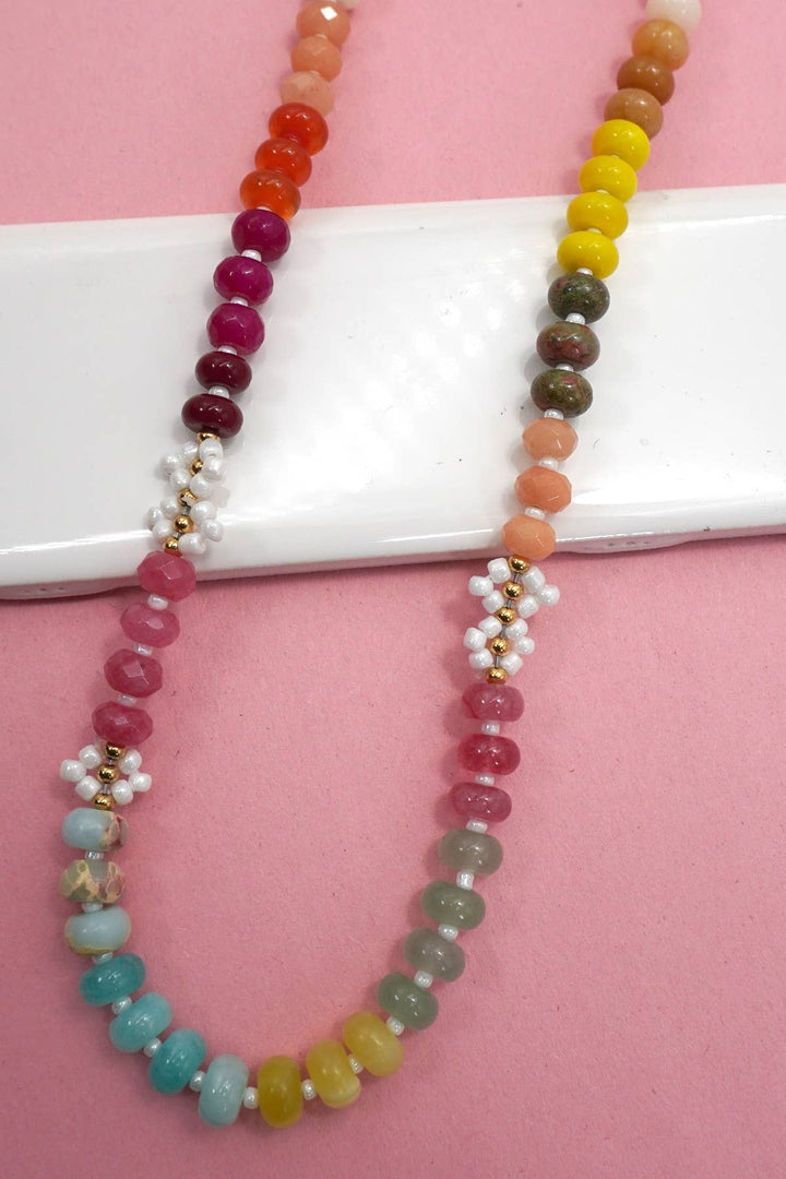 Accessories, Necklaces - NATURAL STONE AGATE GLASS STAINLESS STEEL NECKLACE - - Cultured Cloths Apparel