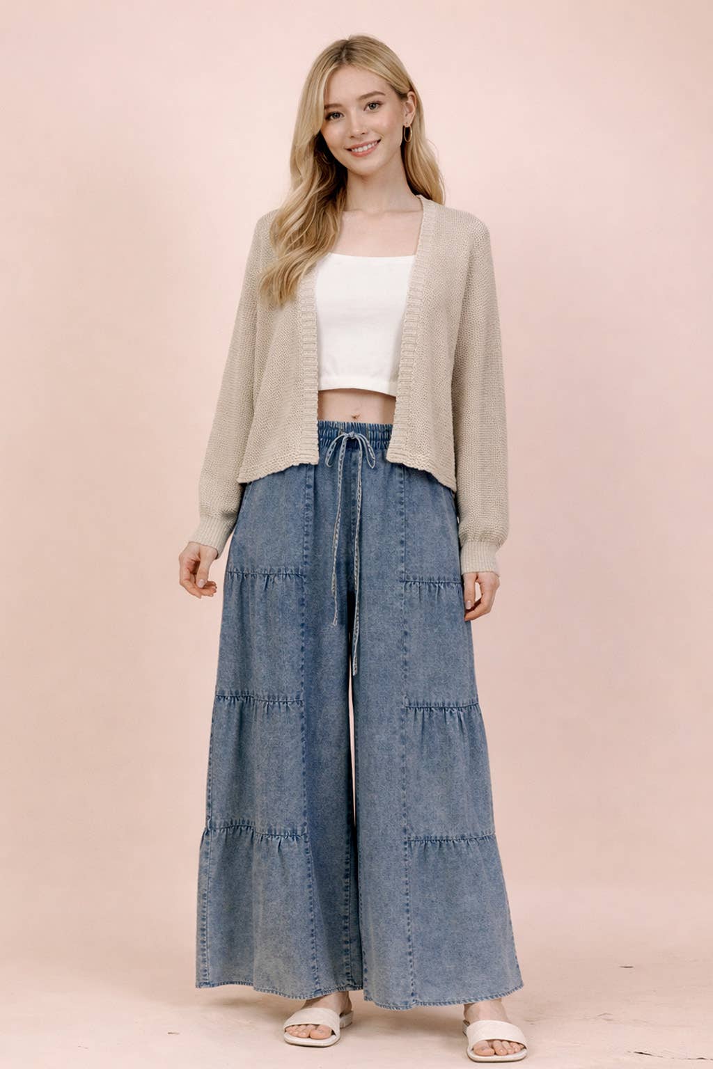 Pants - Tiered Layers Mineral Washed Chambray Pants - - Cultured Cloths Apparel