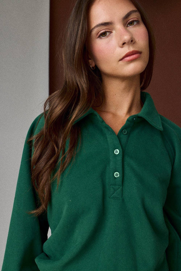 Oversized Long-Sleeve Polo