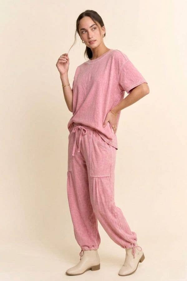 WASHED SHORT SLEEVE AND BALLOON PANTS SET