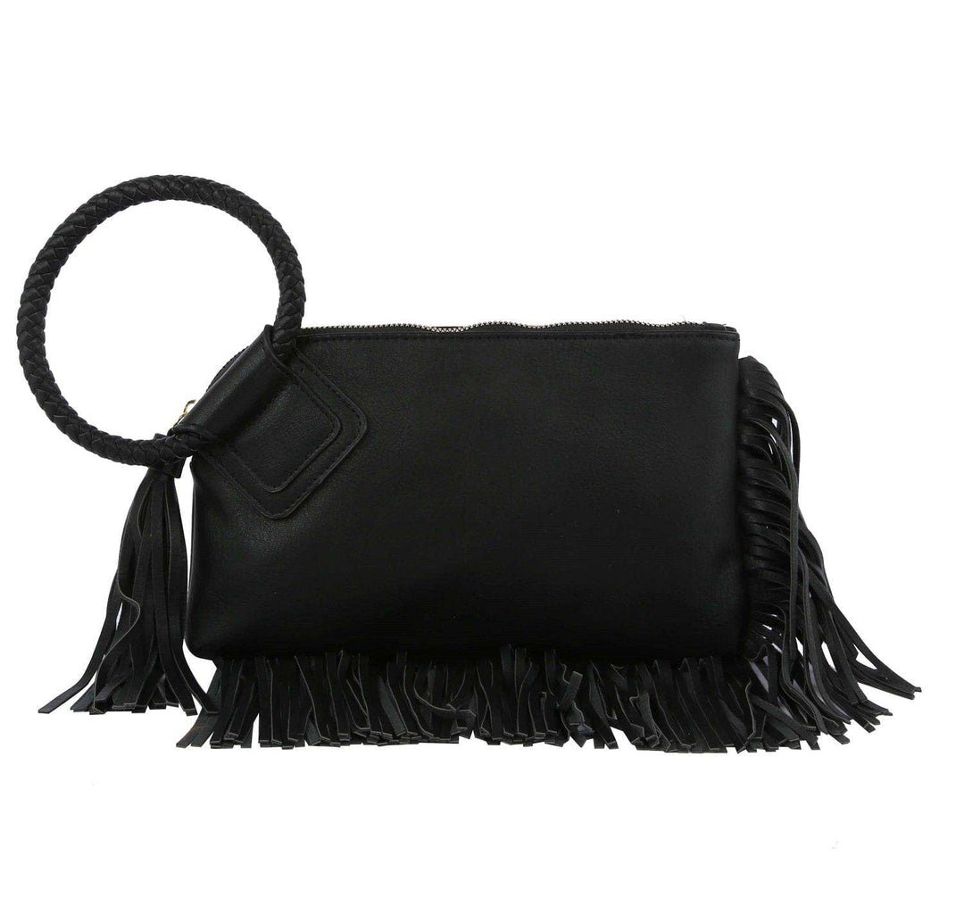 - Fringe Soft Vegan Leather Wristlet/Clutch - - Cultured Cloths Apparel