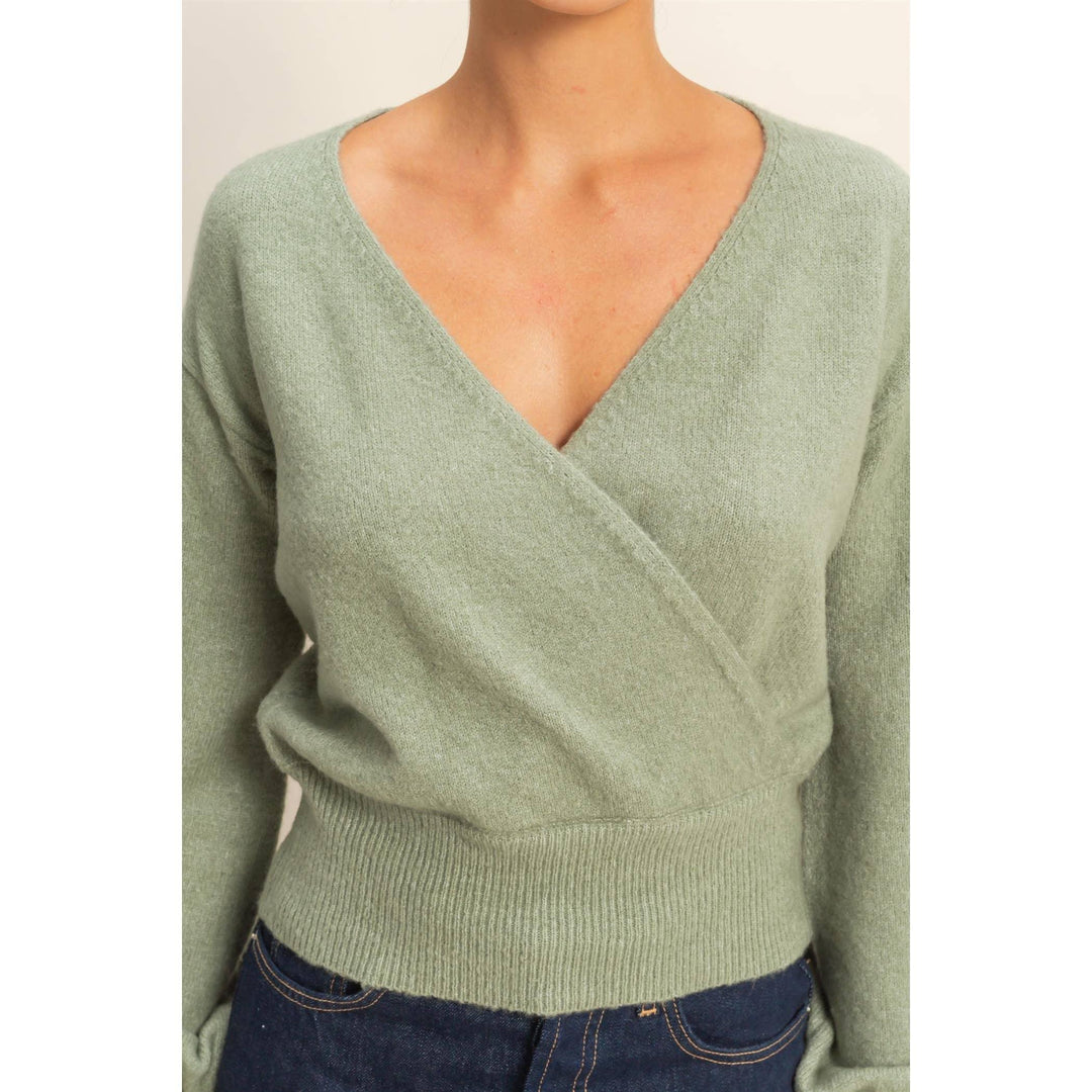 Women's Sweaters - Surplice V Neck Sweater - - Cultured Cloths Apparel