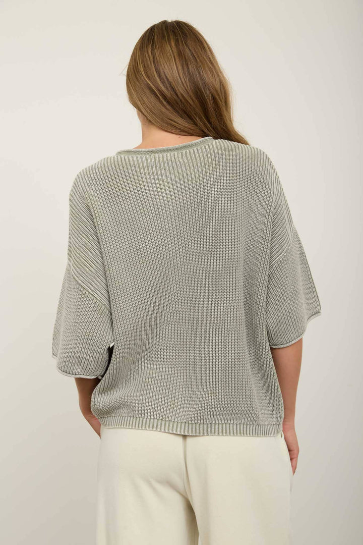 Cardigans - WASHED RIBBED SHORT SLEEVE ROLLED EDGE CARDIGAN - - Cultured Cloths Apparel