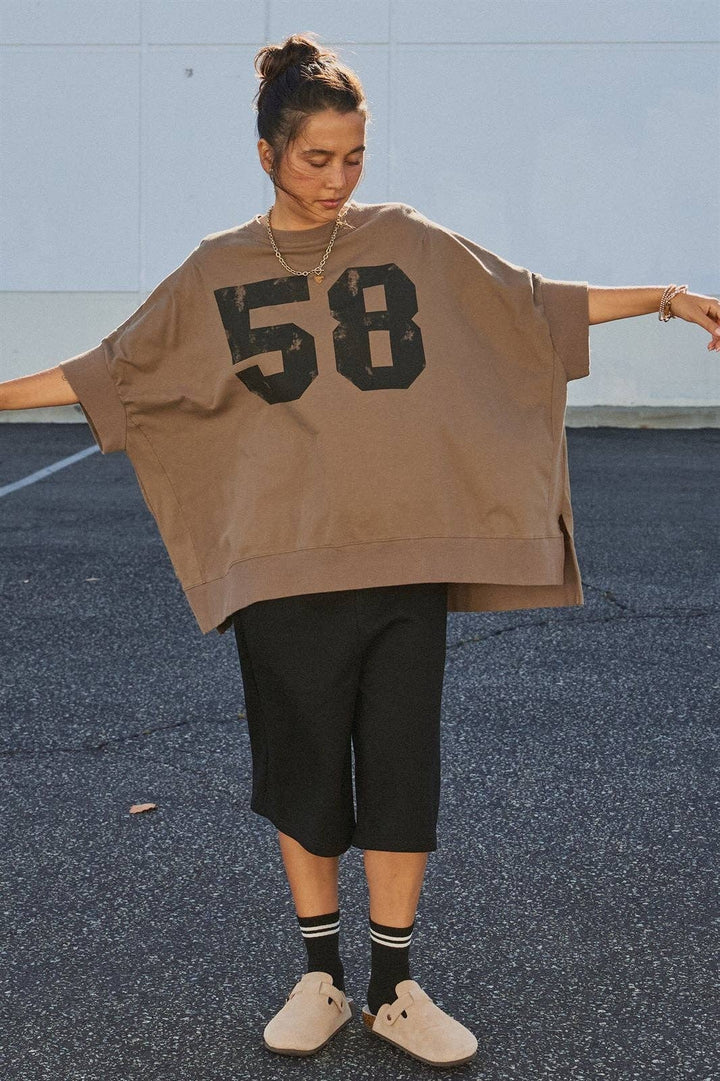 Retro Graphic Oversized French Terry Top