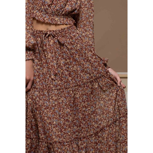 Women's Skirts - Floral Maxi Tiered Skirt -  - Cultured Cloths Apparel
