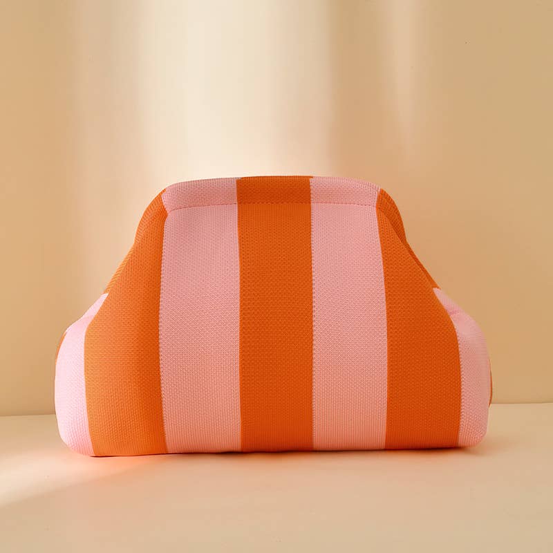 Compact Urban Chic Stripe Design Clutch Bag Makeup Pouch