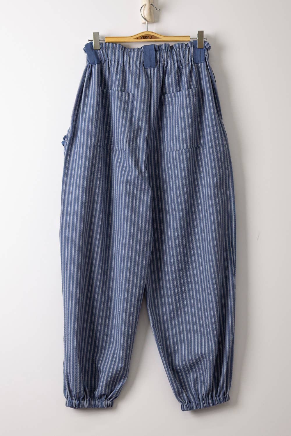 Pants - NP71004-Bow Detail Stripe Textured Woven Pants - - Cultured Cloths Apparel