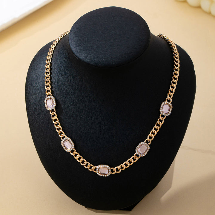 Accessories, Necklaces - Soft Pink Crystal Station Statement Necklace | 80N93382 - - Cultured Cloths Apparel