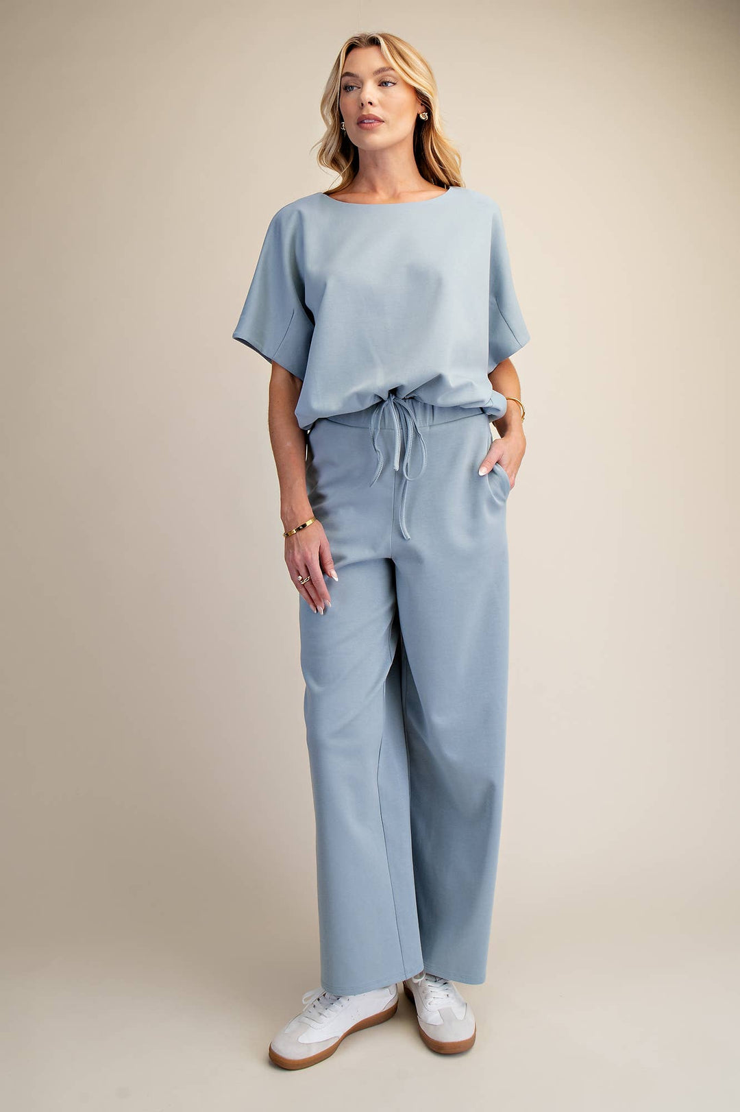 - Round Neck Asymmetrical Hem Adjustable With Ties Top - - Cultured Cloths Apparel