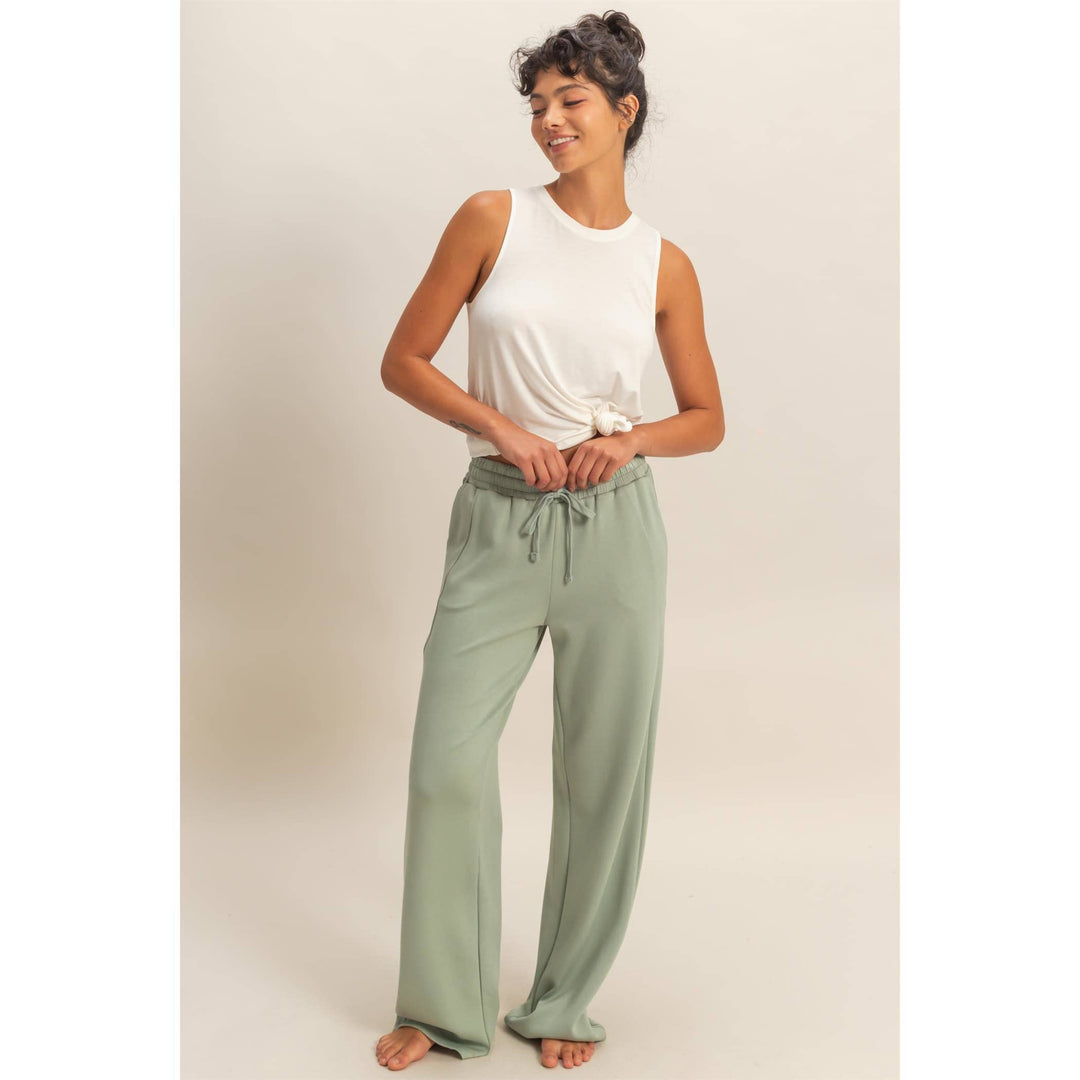 Elastic Waist Wide-Leg Pants