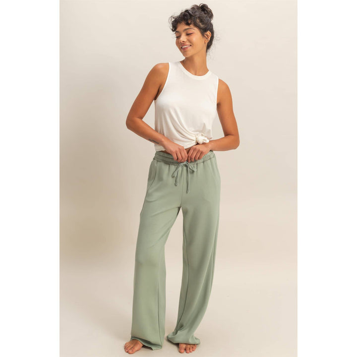 Elastic Waist Wide-Leg Pants
