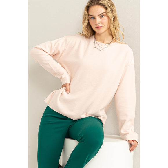 Women's Long Sleeve - Not Your Girl Reverse Seam Long Sleeve Top - Baby Pink - Cultured Cloths Apparel