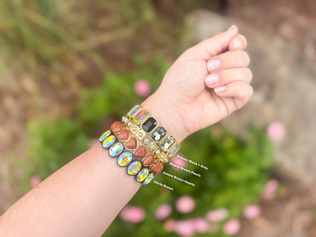Enamel Stretch Bracelet - Earth Tone Colors