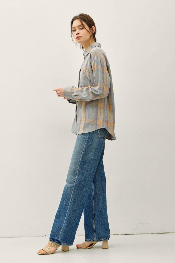 COTTON 100 CLASSIC  FADED PLAID SHIRT