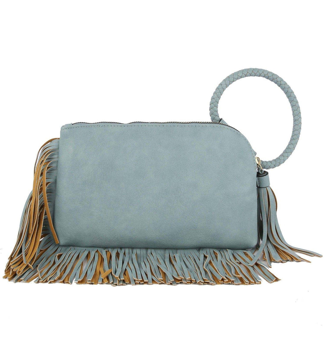 - Fringe Soft Vegan Leather Wristlet/Clutch - - Cultured Cloths Apparel