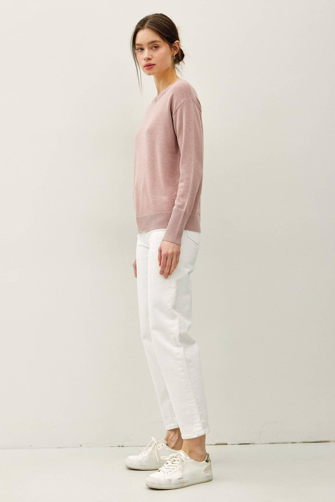 WOOL BLENDED ULTRA SOFT BOAT NECK BASIC SWEATER