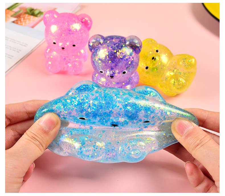 Accessories, Toys - Cute Glitter Bear Squishy Squeeze Toy Fidget Toy - - Cultured Cloths Apparel