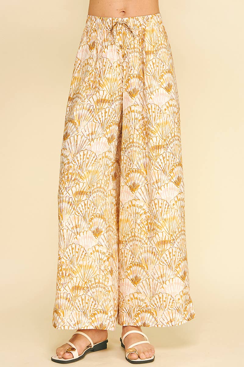 Pants - HIGH-WAISTED WIDE LEG SEASHELL PANTS - - Cultured Cloths Apparel