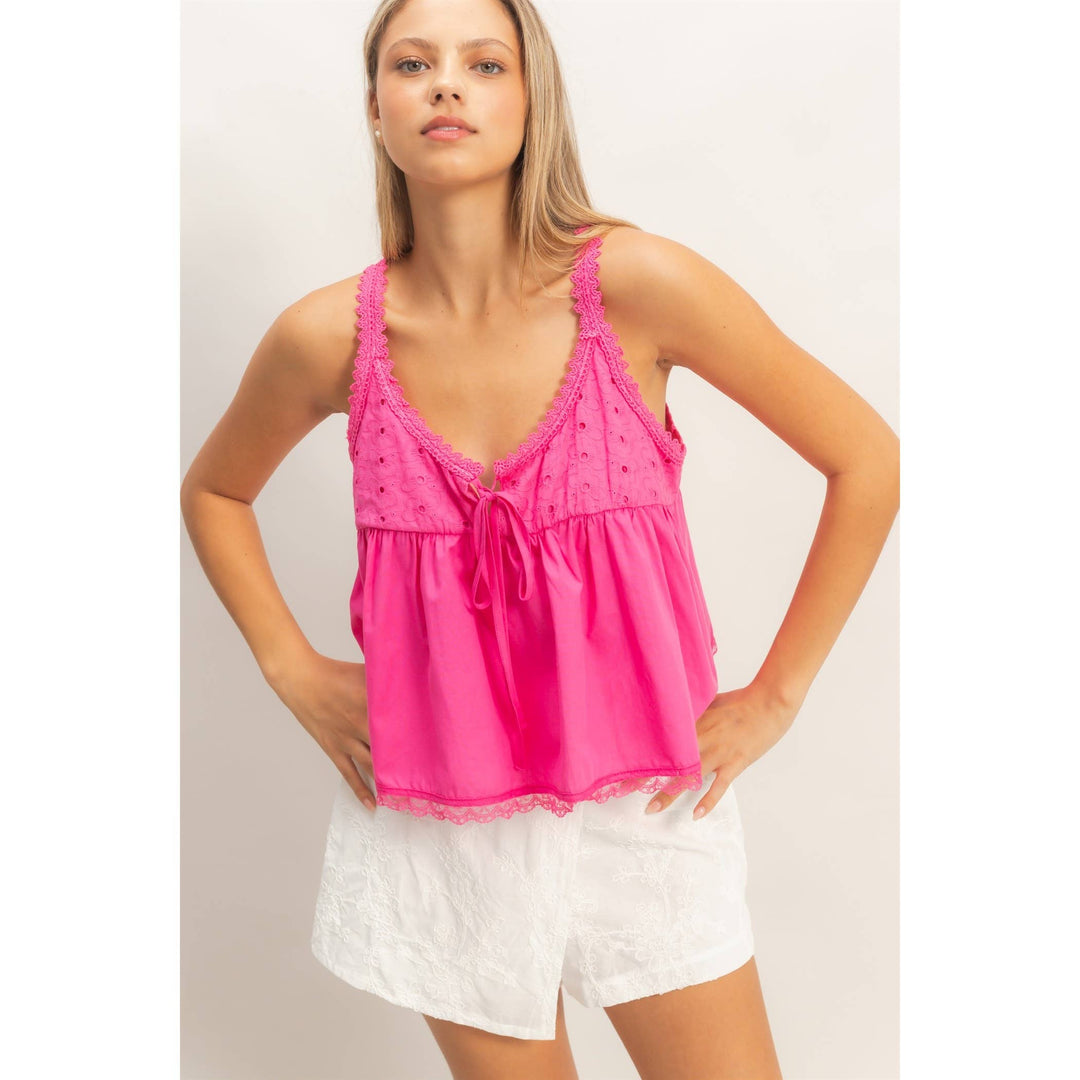 Scalloped Lace Trim Tank Top