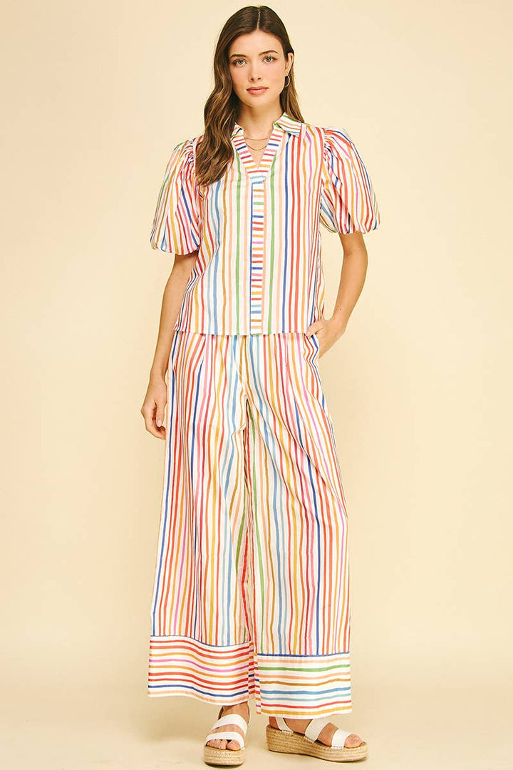 Pants - RAINBOW STRIPE WIDE LEG PANTS - - Cultured Cloths Apparel