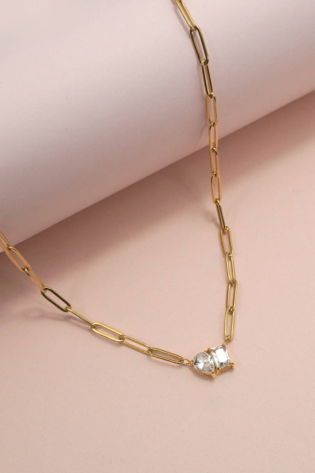 Accessories, Necklaces - 18K STAINLESS STEEL TARNISH FREE RHIN NECKLACE | 40NK9634 - - Cultured Cloths Apparel