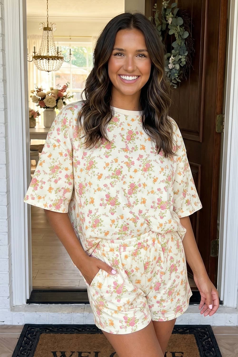 Floral Oversized Tee and Shorts Set (S-XL)
