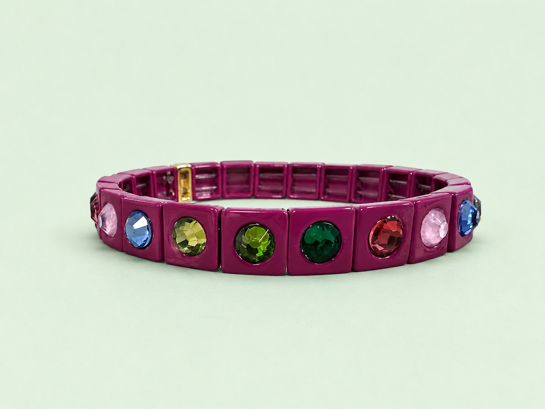 Enamel Stretch Bracelet - Earth Tone Colors