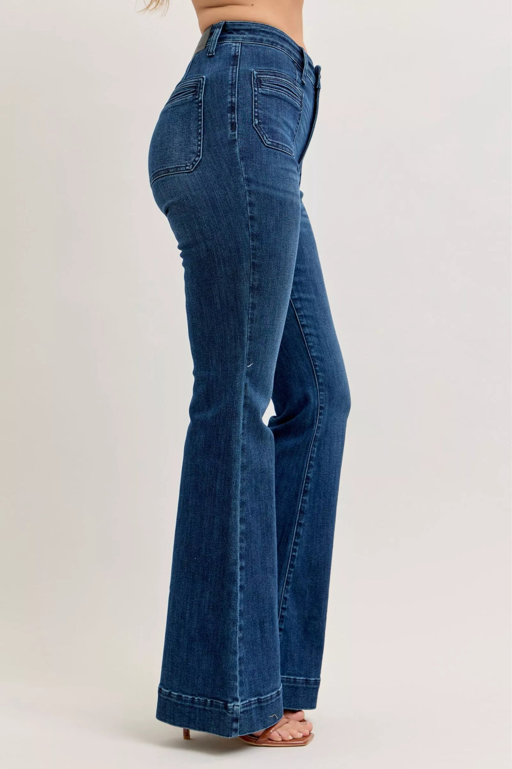 Denim - Judy Blue High-Waisted Flare Jeans with Front Pockets - - Cultured Cloths Apparel