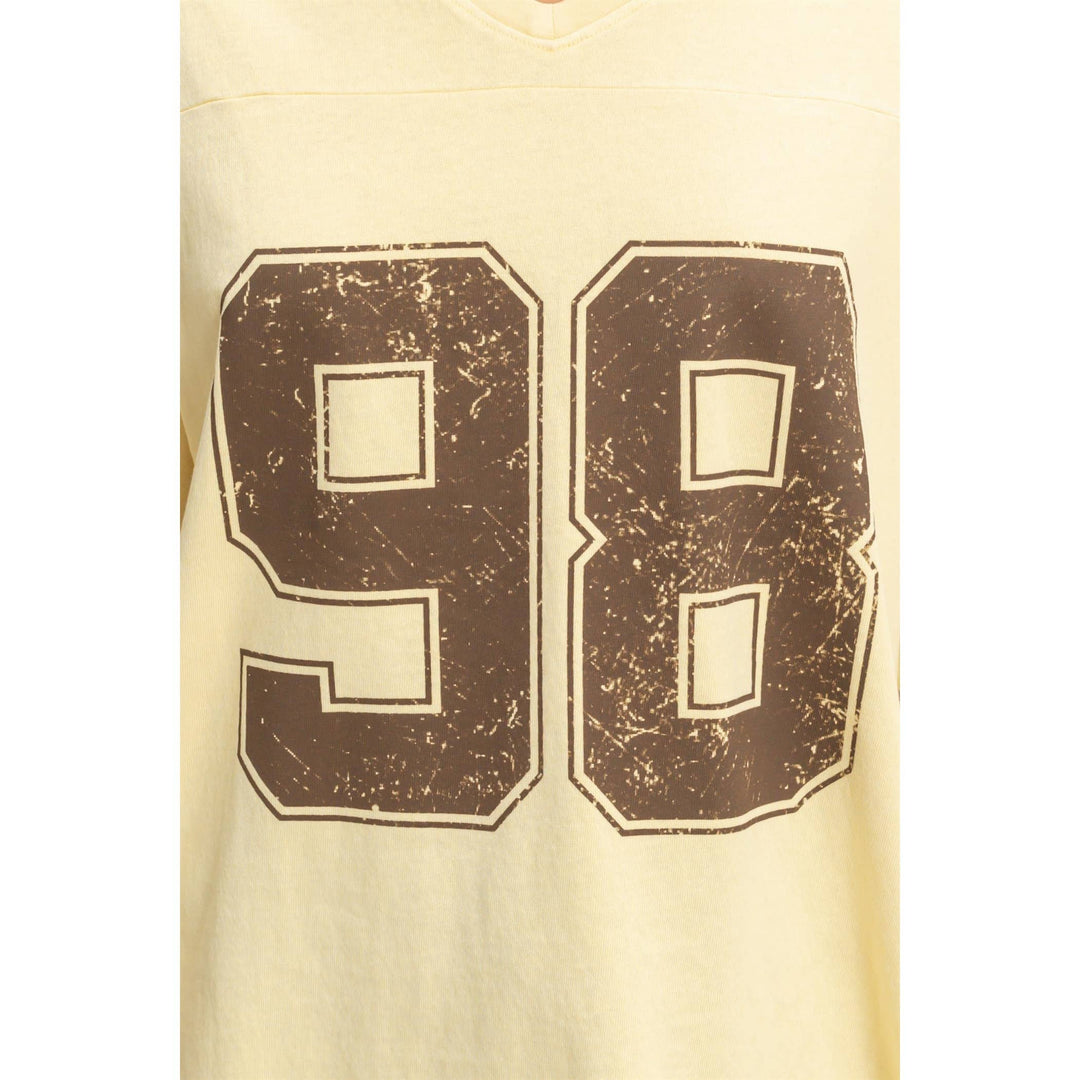 Graphic T-Shirts - Oversized Varsity Style V-Neck Graphic T-Shirt - - Cultured Cloths Apparel
