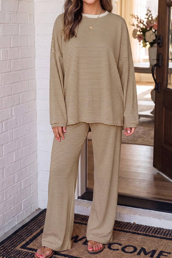 Sleepwear & Loungewear - Striped Oversize 2pcs Casual Shift Lounge Set - - Cultured Cloths Apparel