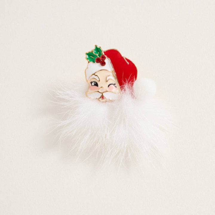 Accessories, Earrings - Santa Claus Face with Fur Beard Post Earrings - - Cultured Cloths Apparel