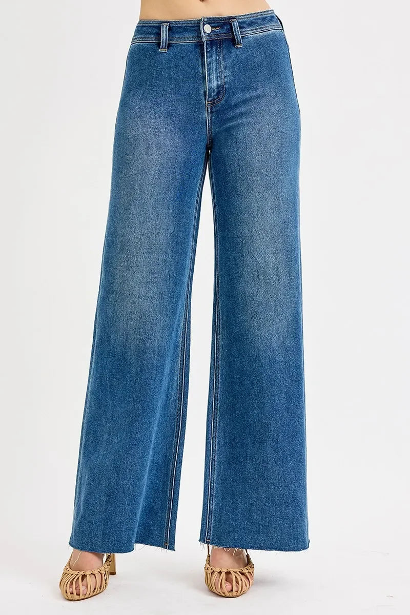 Denim - RISEN High-Waisted Wide Leg Jeans - Medium - Cultured Cloths Apparel