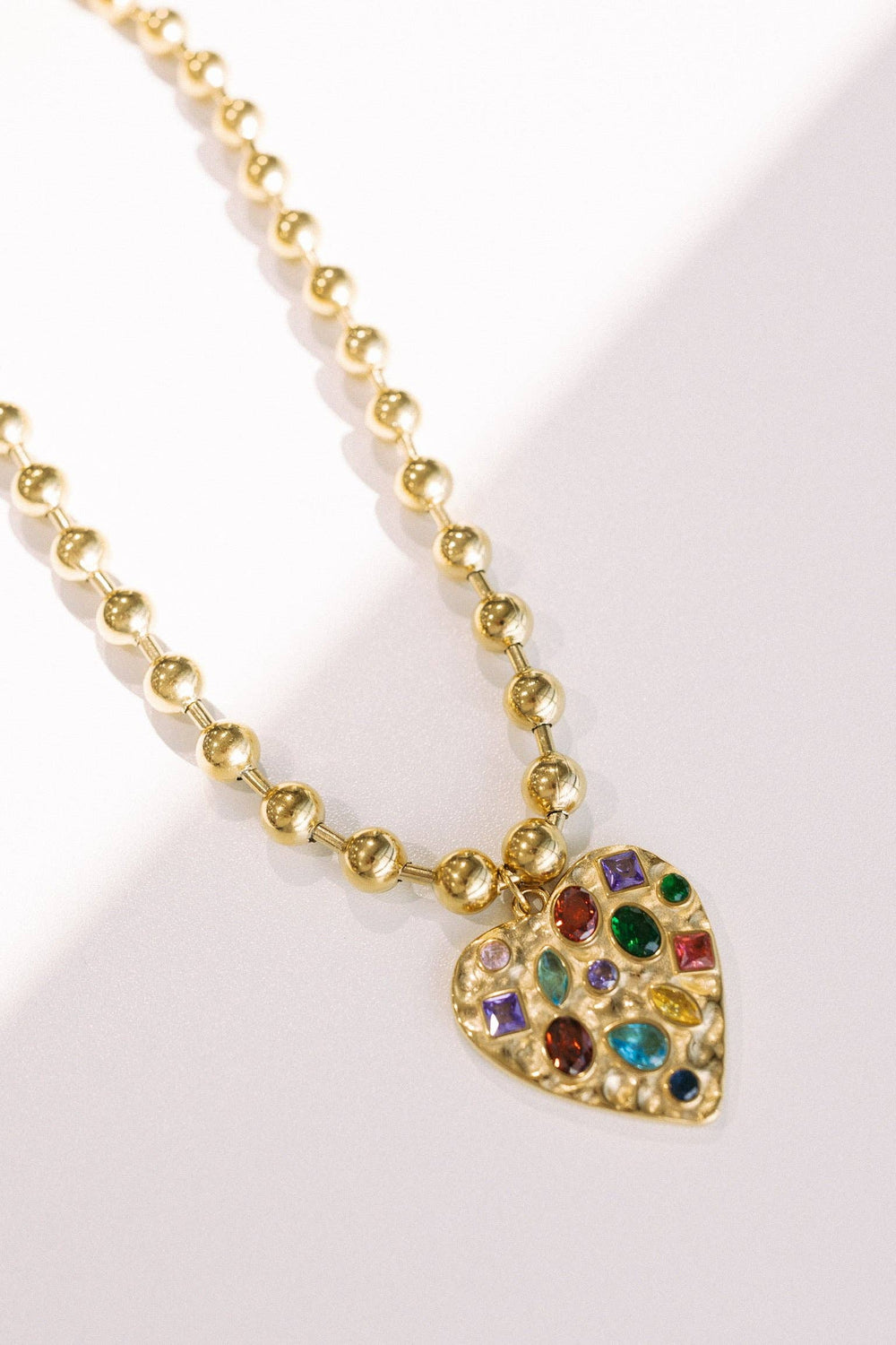 Accessories, Necklaces - Confetti Heart Necklace - GOLD - Cultured Cloths Apparel