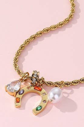 Accessories, Necklaces - STAINLESS STEEL TARNISH FREE CHARM NECKLACE | 40NK9710 - - Cultured Cloths Apparel