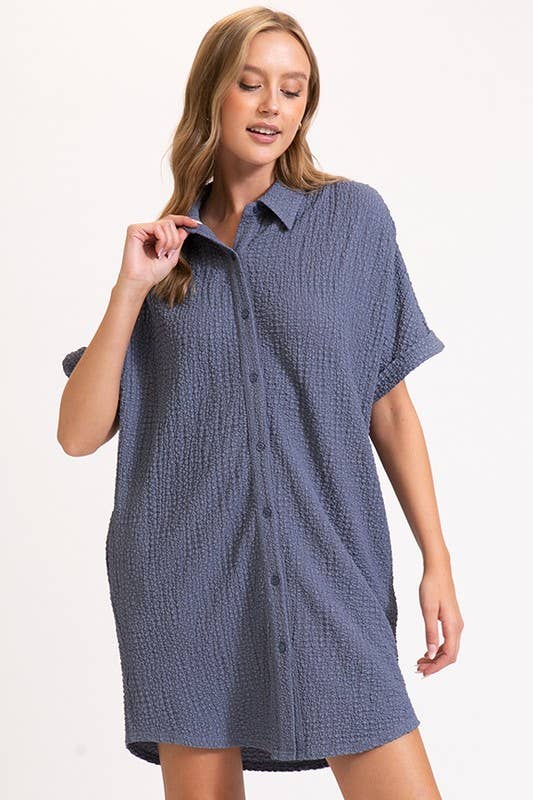 Dresses - Boho Gal Textured T Shirt Dress - - Cultured Cloths Apparel