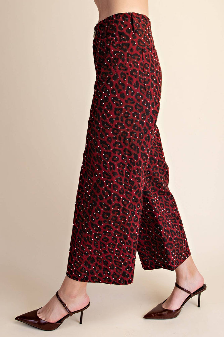 Leopard Colette Cropped Rhinestone Pants