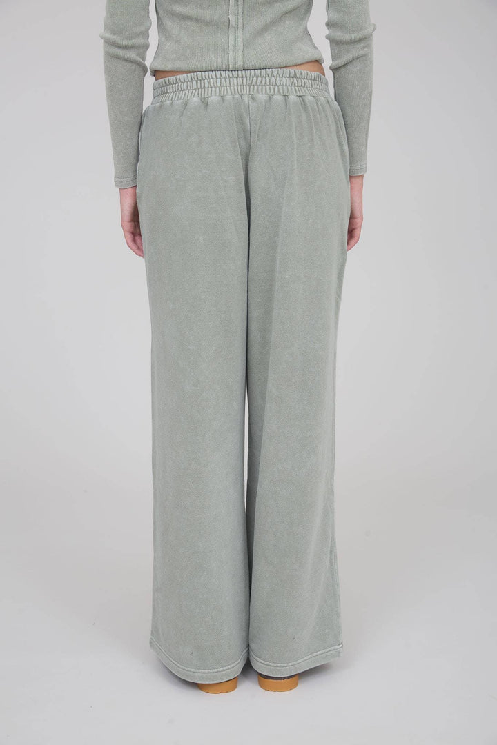WASHED WIDE LEG DRAWSTRING LOUNGE PANTS