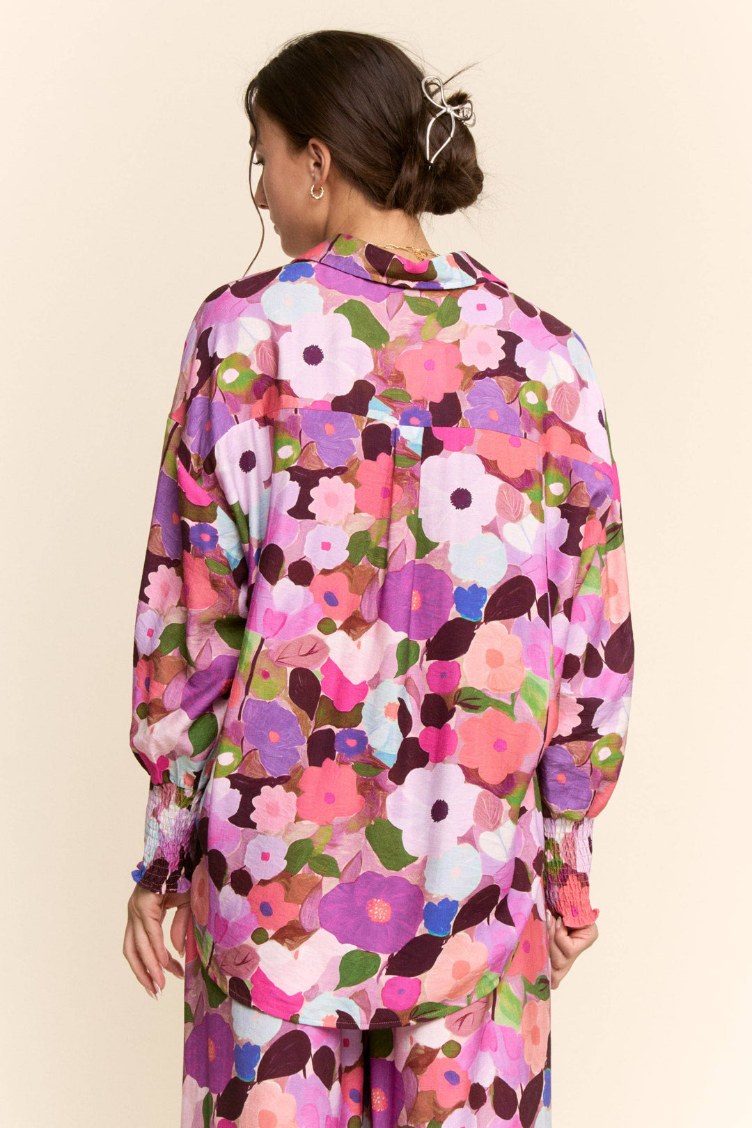 Pants - BERRY FLORAL PRINT WIDE-LEG PANTS WITH DRAWSTRING WAIST - - Cultured Cloths Apparel