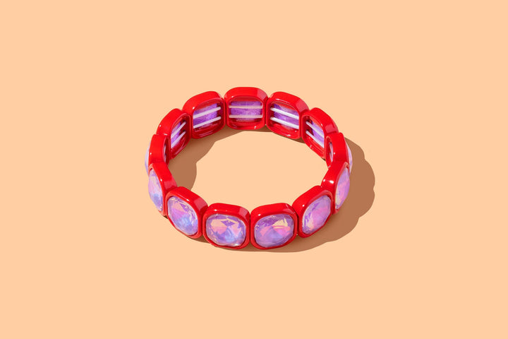 Accessories, Bracelets - Enamel Stretch Bracelet - Rounded Gems - Elise - Asst Colors - - Cultured Cloths Apparel
