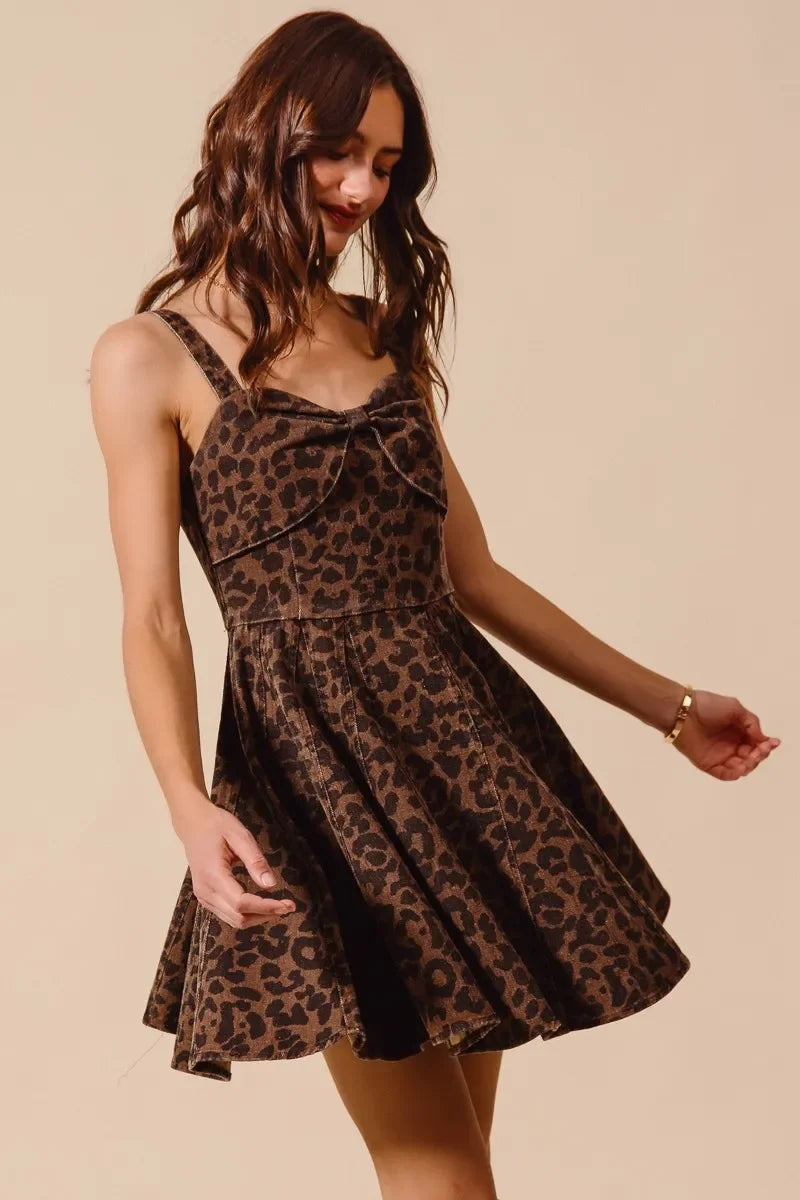 Women's Dresses - SO ME Mineral Washed Leopard Flare Cami Dress - - Cultured Cloths Apparel