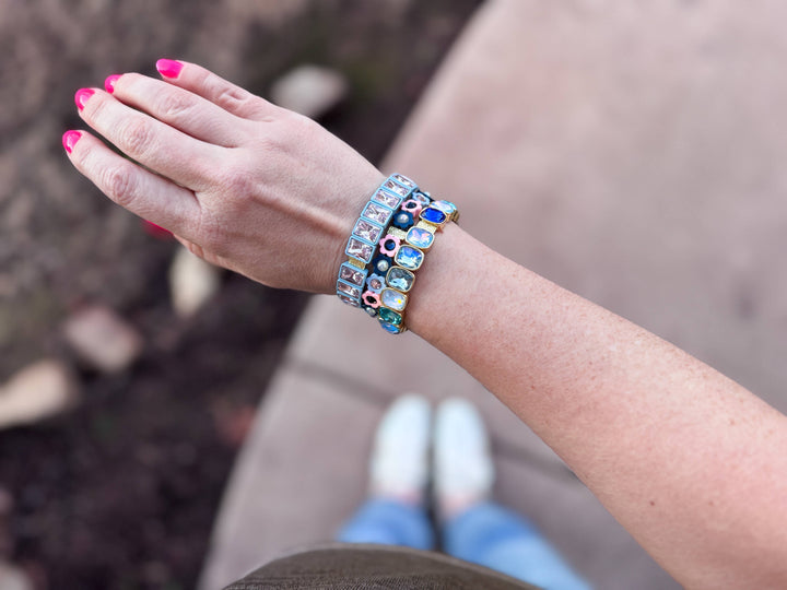 Accessories, Bracelets - Enamel Stretch Bracelet - Flowers - Daisy - - Cultured Cloths Apparel