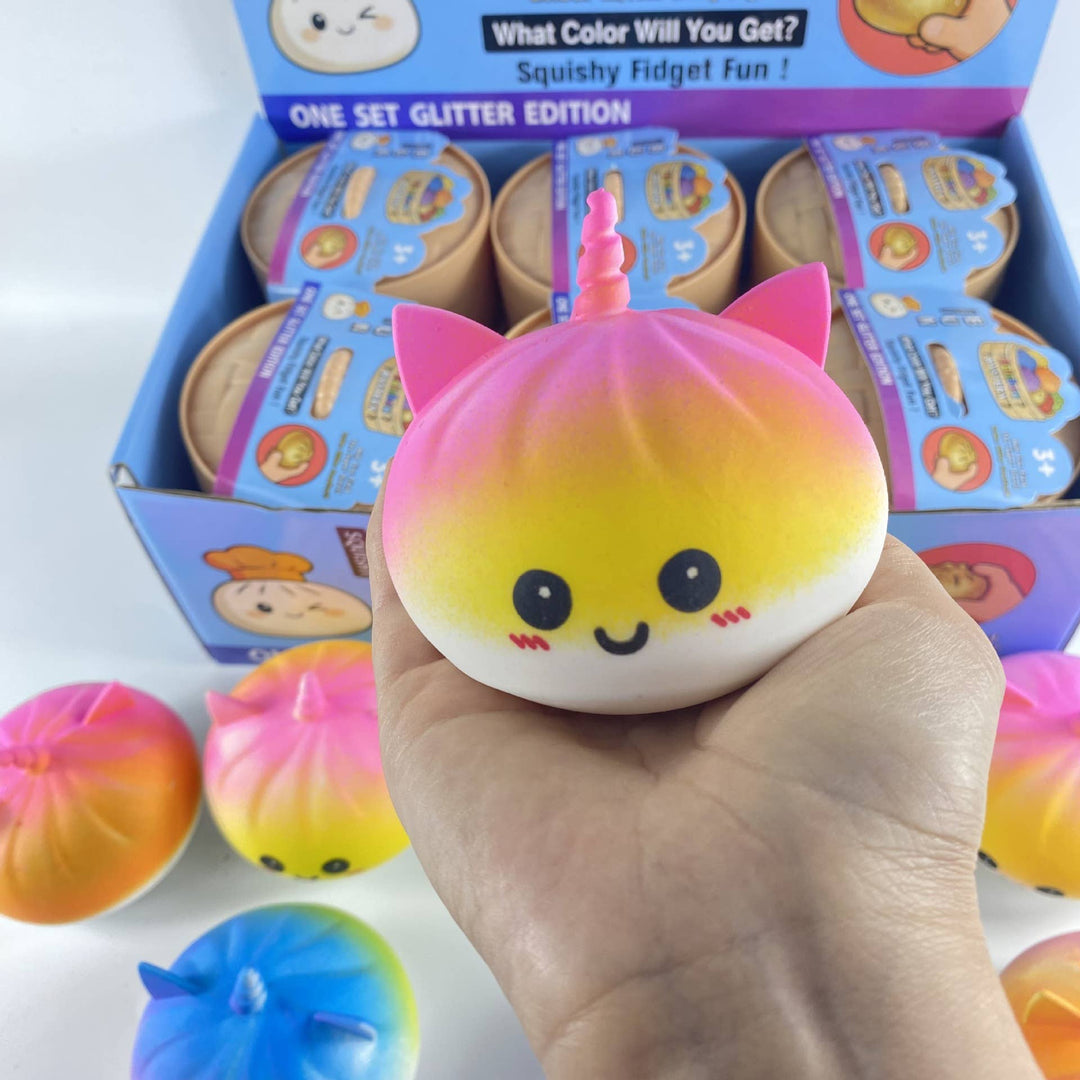 Mystery Squeeze Toy  Rainbow Unicorn Bun Squishy