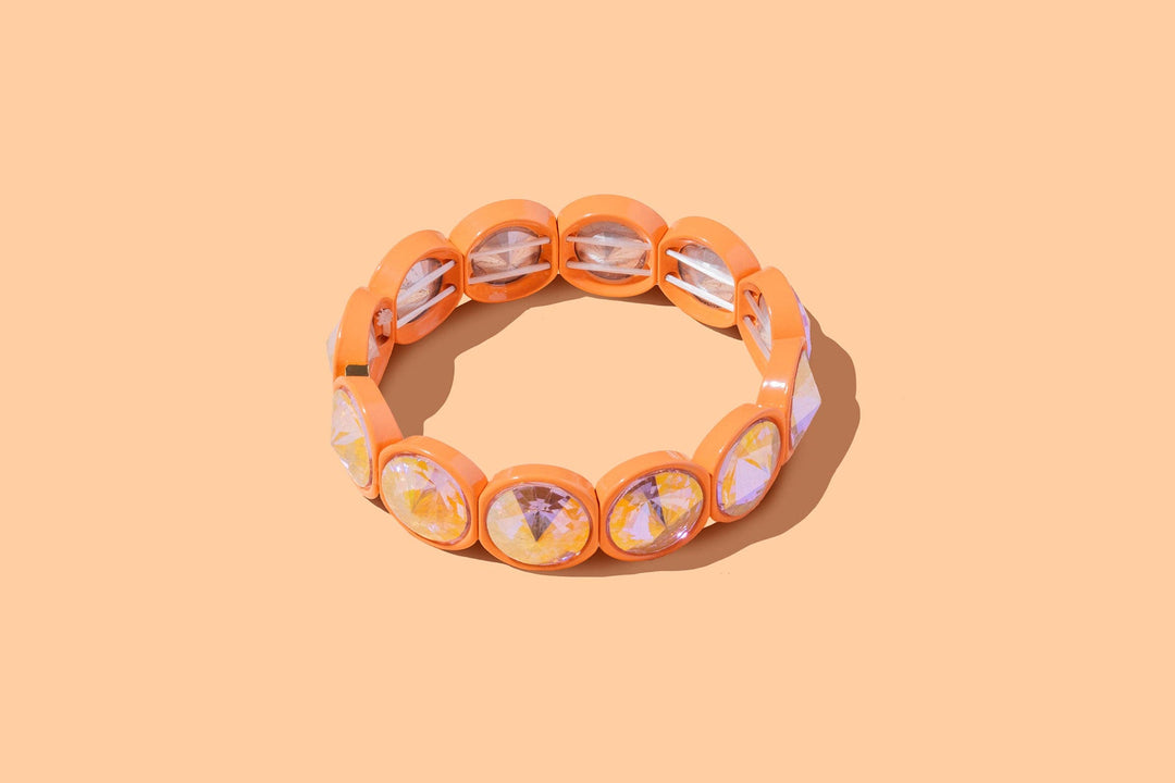 Accessories, Bracelets - Enamel Stretch Bracelet - Rounded Gems - Elise - Asst Colors - - Cultured Cloths Apparel